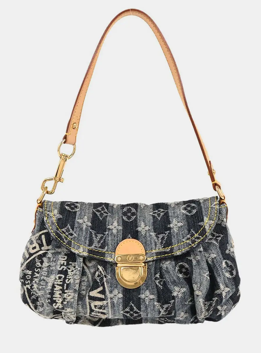 Louis Vuitton Pleaty Raye Mini Blue Monogram Denim Shoulder Bag