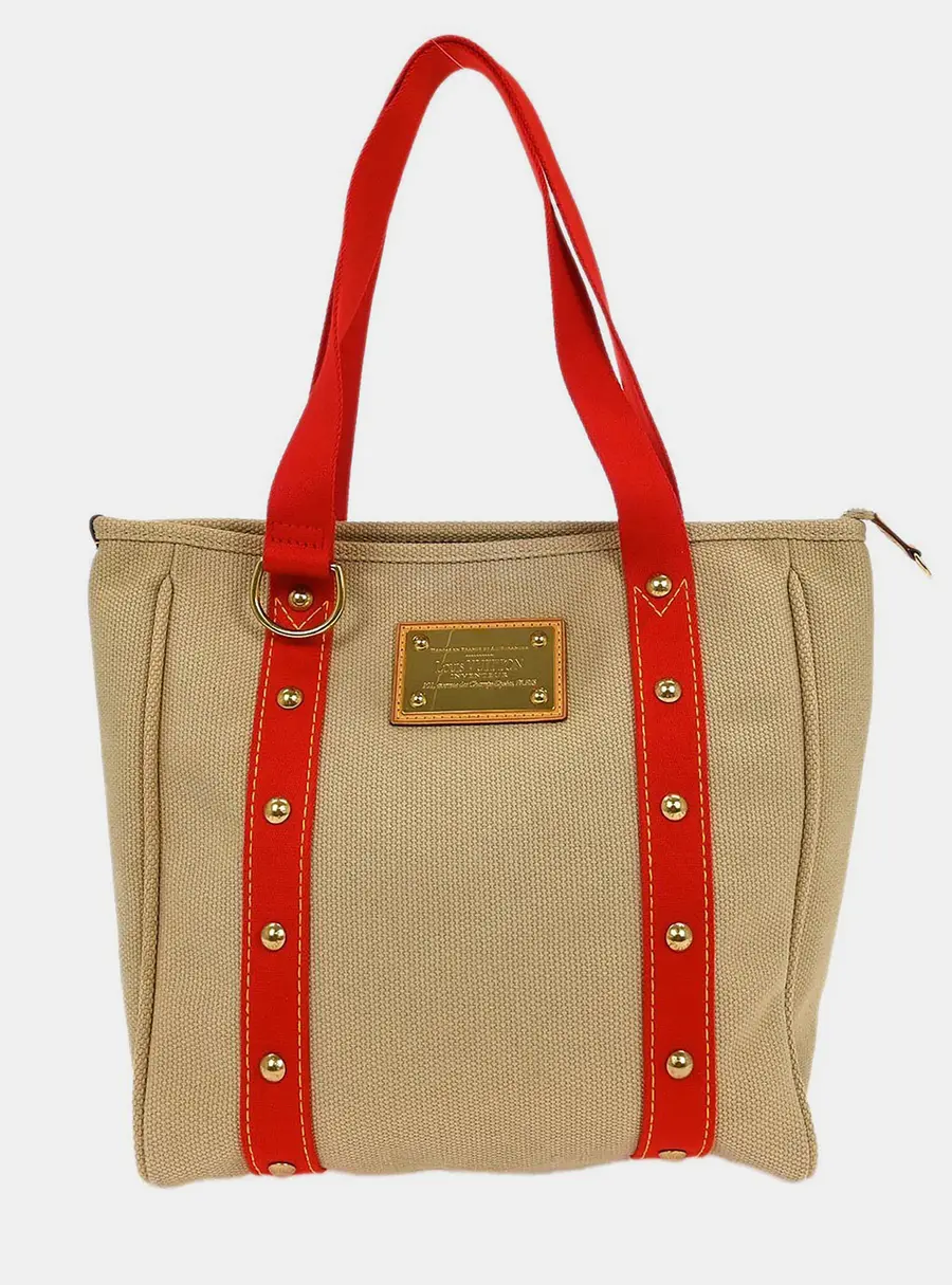 Louis Vuitton Beige Antigua Cabas MM Tote Bag