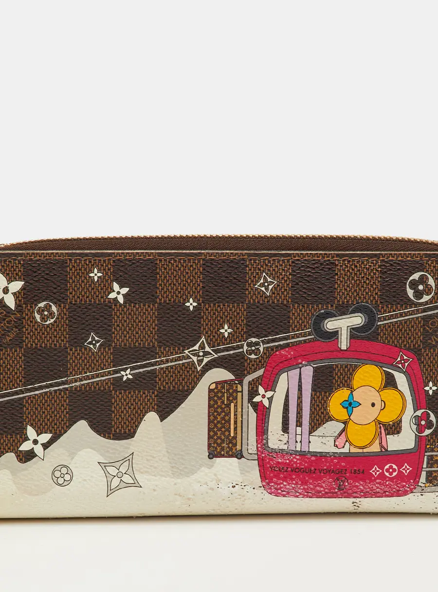 Louis Vuitton Vivienne Courchevel Damier Ebene Canvas Zippy Wallet