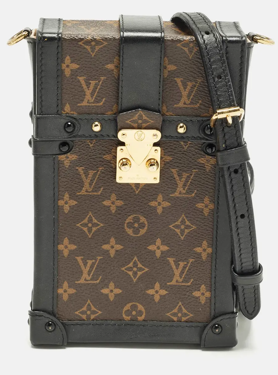 Louis Vuitton Vertical Trunk Black Monogram Canvas Pochette Bag