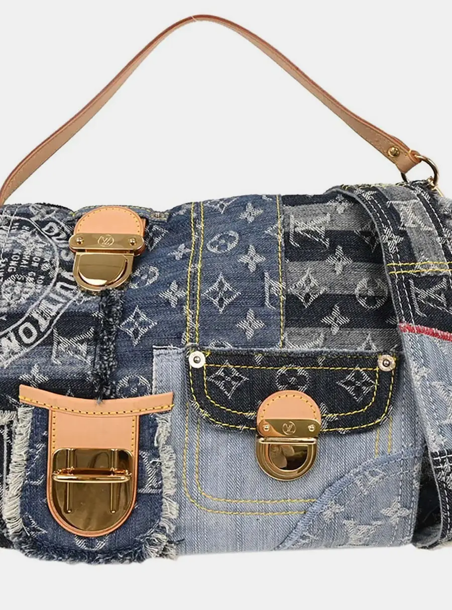 Louis Vuitton Postie Blue Monogram Denim Patchwork Shoulder Bag