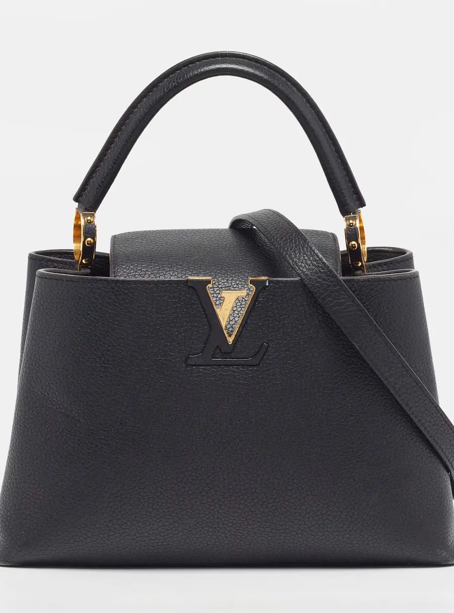Louis Vuitton Capucines MM Black Leather Bag