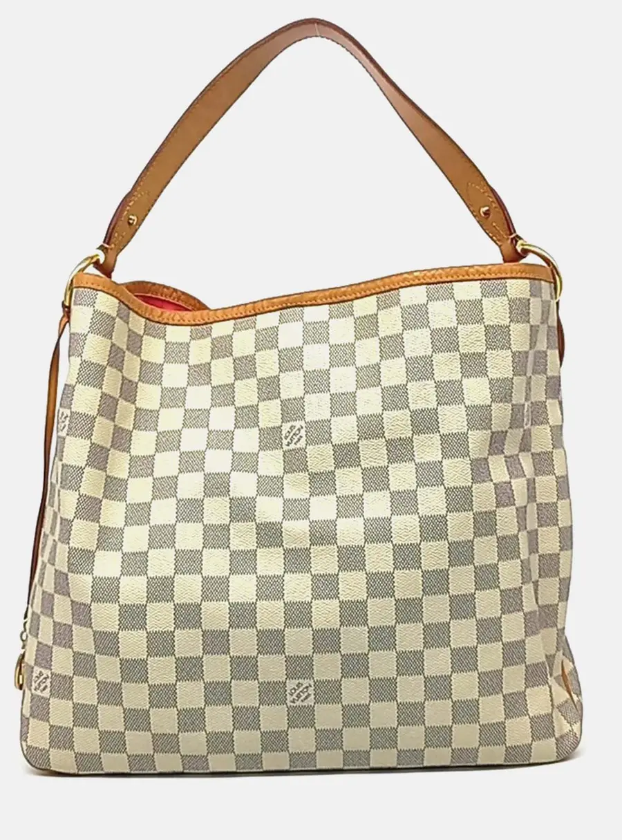Louis Vuitton Delightful MM White Damier Azur Coated Canvas Hobo Bag