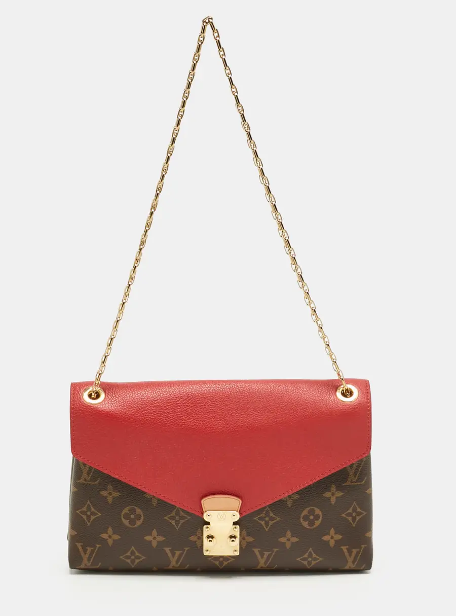 Louis Vuitton Pallas Red Coated Canvas and Leather Shoulder Bags