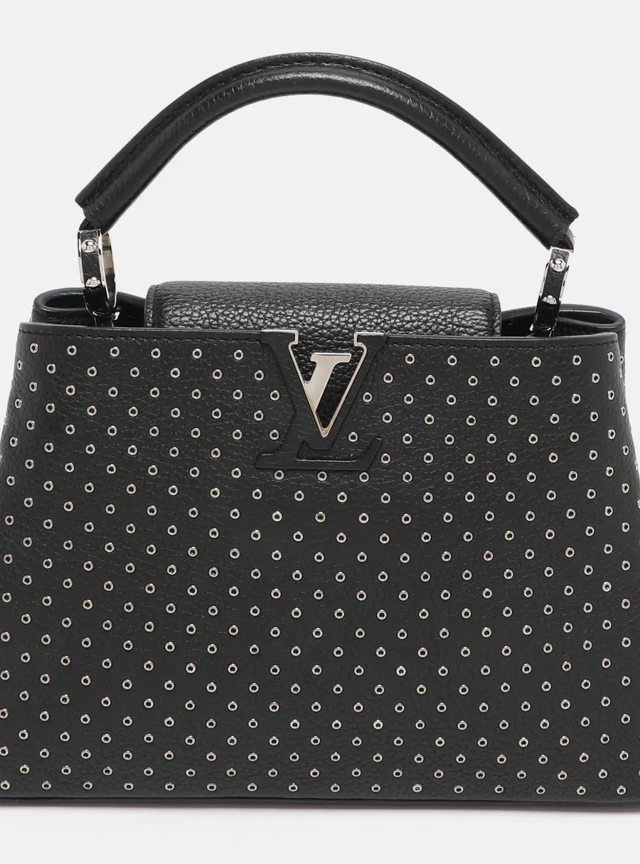 Louis Vuitton Black Taurillon Leather Grommet Capucines BB Bag