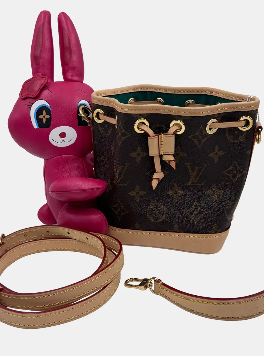 Louis Vuitton Nano Noe Fuschia Brown Monogram Coated Canvas Bucket Bag