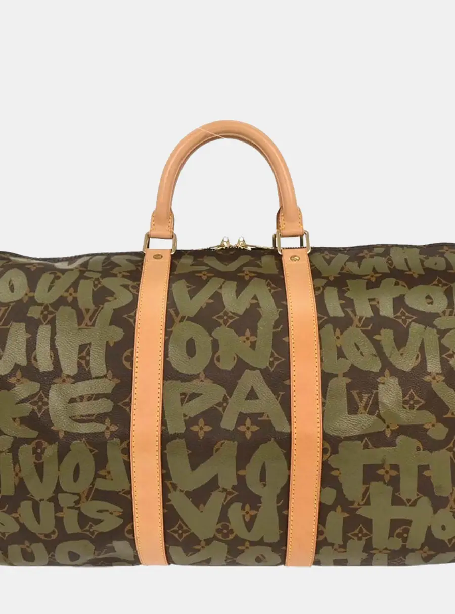 Louis Vuitton Khaki Monogram Graffiti Keepall 50 Duffle Bag