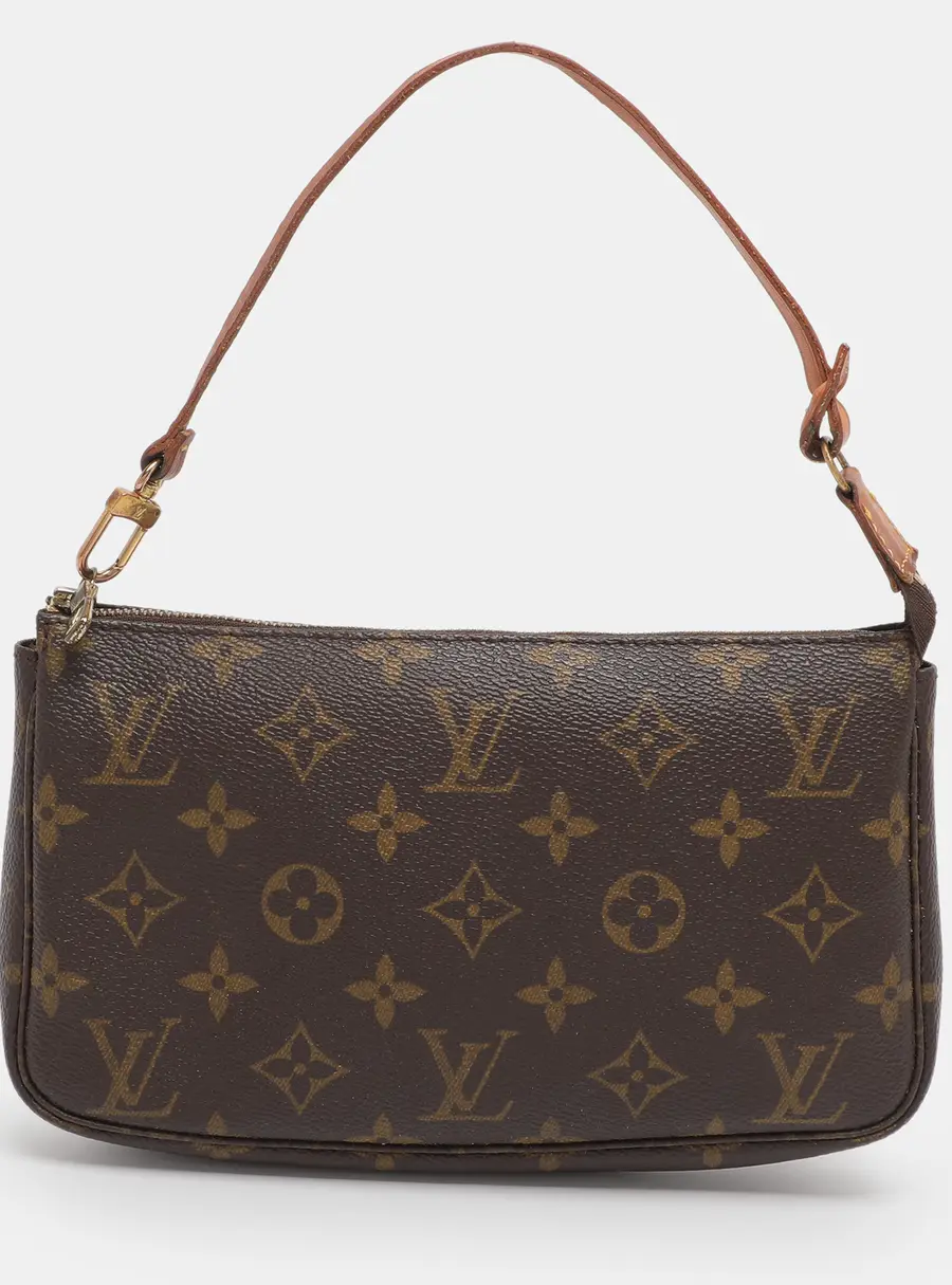 Louis Vuitton Pochette Accessoires Brown Coated Canvas Clutches