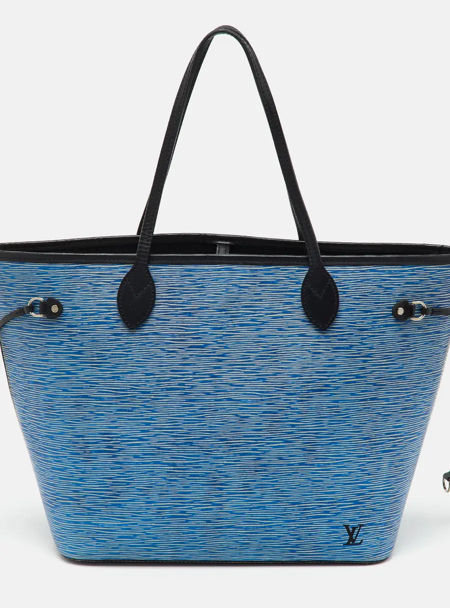 Louis Vuitton Neverfull Medium Blue Leather Tote Bag