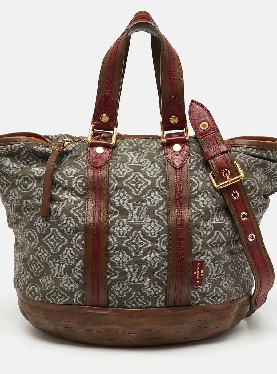 Louis Vuitton Grey/Khaki Monogram Jacquard Fabric and Leather Limited Edition Aviator Bag