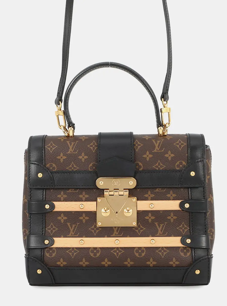 Louis Vuitton Petite Malle PM Black Monogram Canvas Leather Shoulder Bag