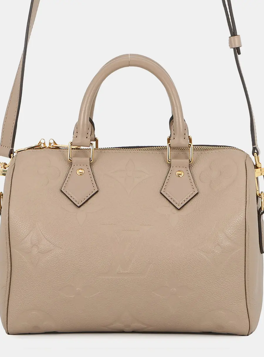 Louis Vuitton Speedy Bandouliere 25 Tourterelle Monogram Empreinte Leather Top Handle Bag