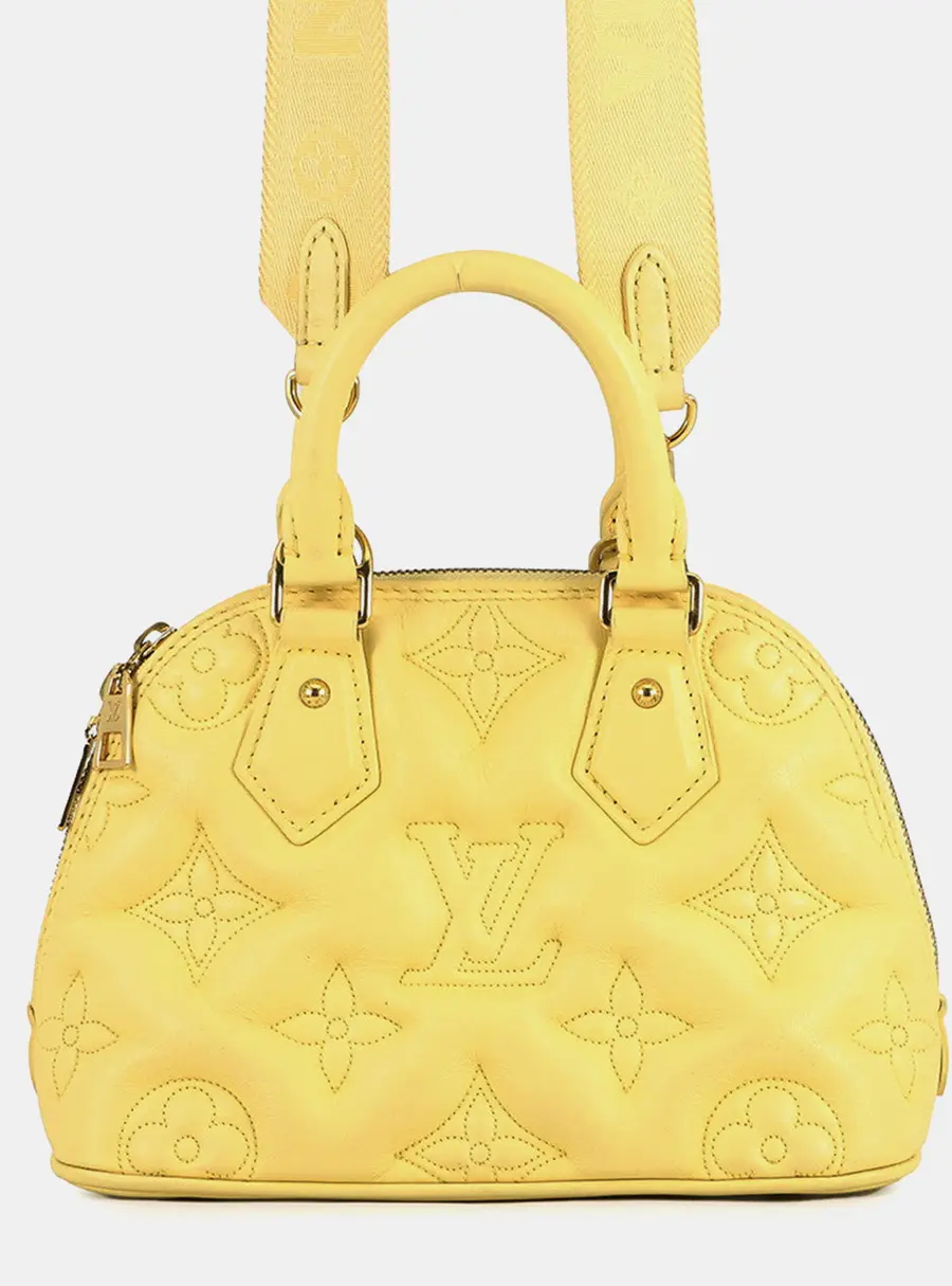 Louis Vuitton Alma BB Banana Bubble Glam Yellow Leather Top Handle Bag