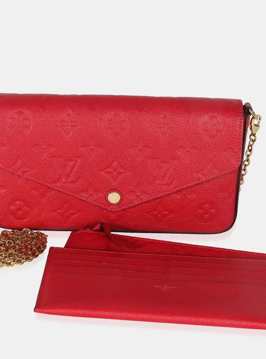 Louis Vuitton Felicie Pochette PM Scarlet Monogram Empreinte Leather Crossbody Bag