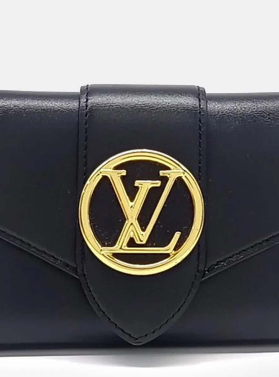 Louis Vuitton Pont Neuf Compact Wallet Black Leather Wallet