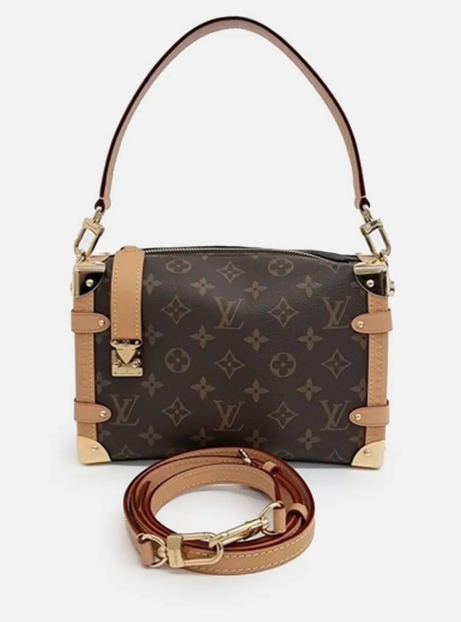 Louis Vuitton Side Trunk MM Brown Monogram Canvas Vachetta Leather Shoulder Bag