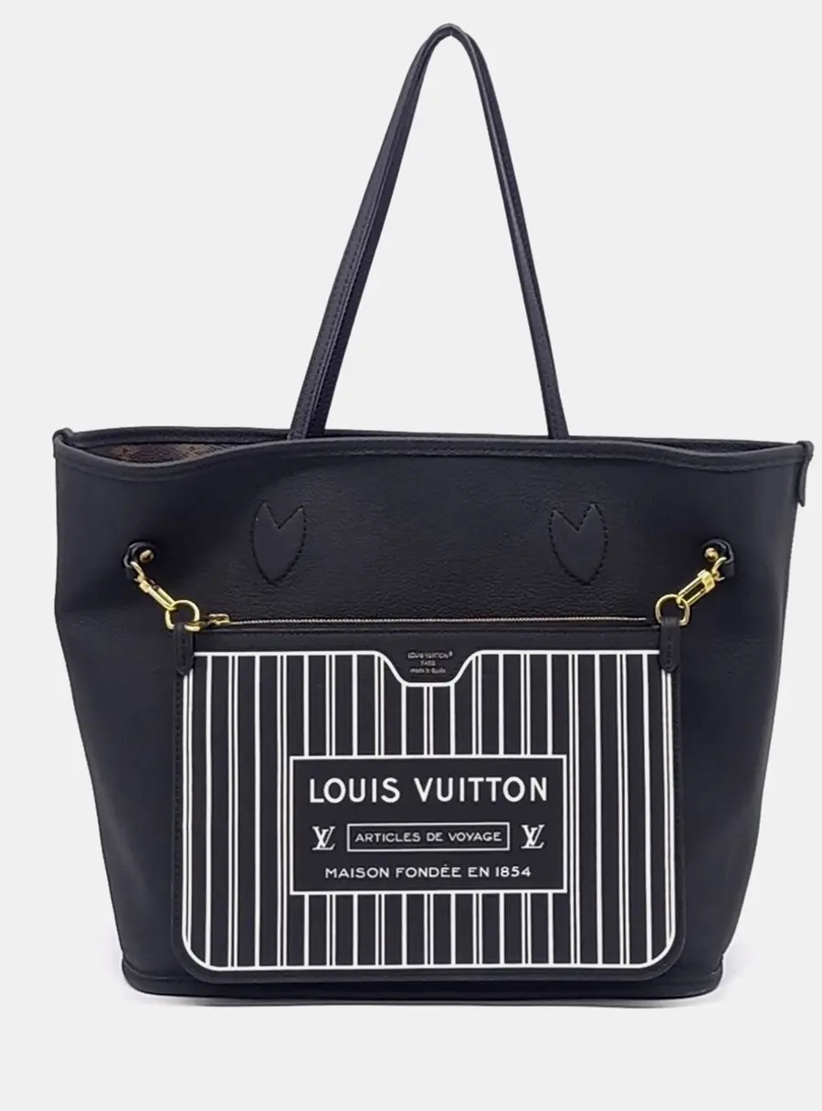 Louis Vuitton Neverfull Inside Out MM Black Monogram Canvas Tote Bag