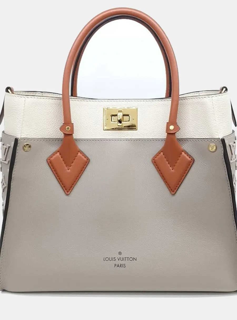 Louis Vuitton On My Side MM Beige Calfskin Leather Top Handle Bag