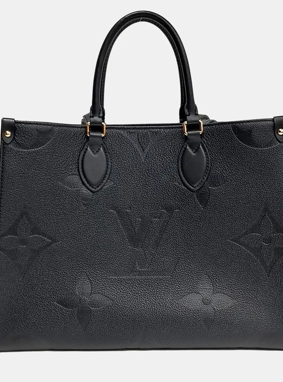 Louis Vuitton On The Go MM Black Monogram Empreinte Leather Top Handle Bag