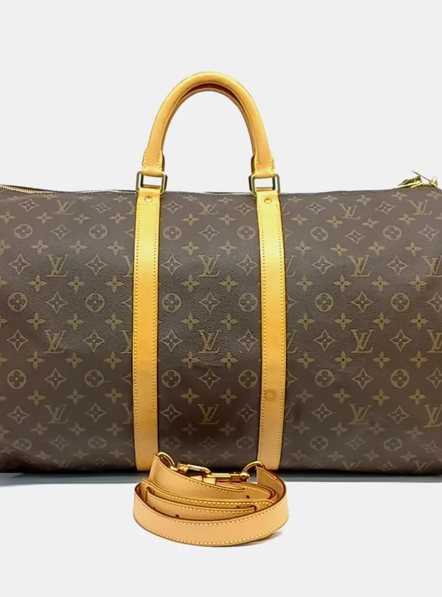 Louis Vuitton Keepall Bandouliere 55 Brown Monogram Canvas Duffle Bag