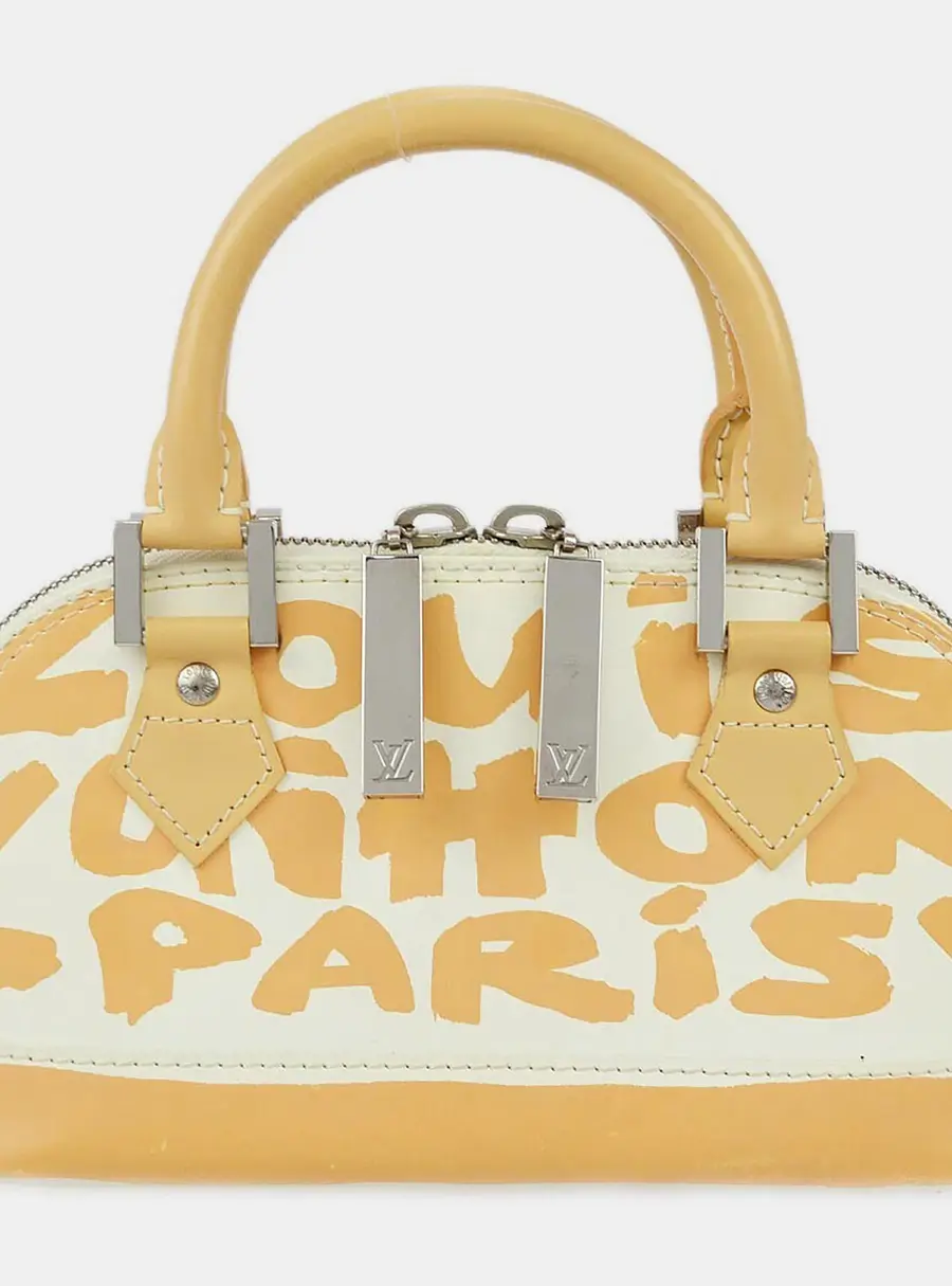 Louis Vuitton Alma PM Beige Graffiti Coated Canvas Top Handle Bag