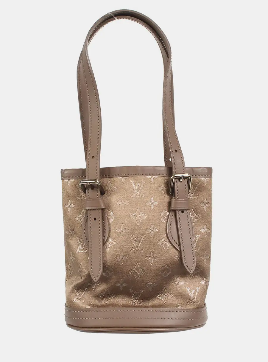 Louis Vuitton Little Bucket Mini Grey Monogram Satin Top Handle Bag