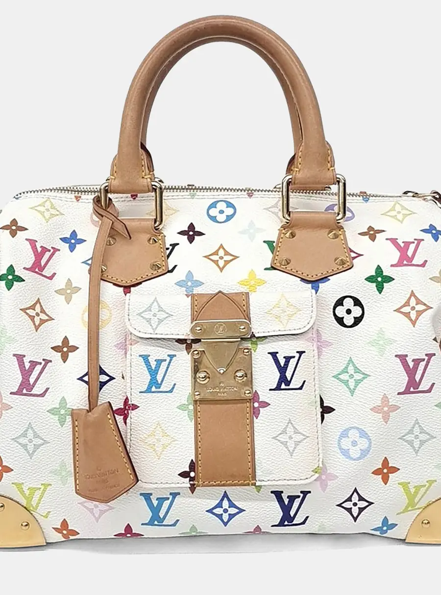 Louis Vuitton Multi Speedy 30 White Monogram Coated Canvas Top Handle Bag