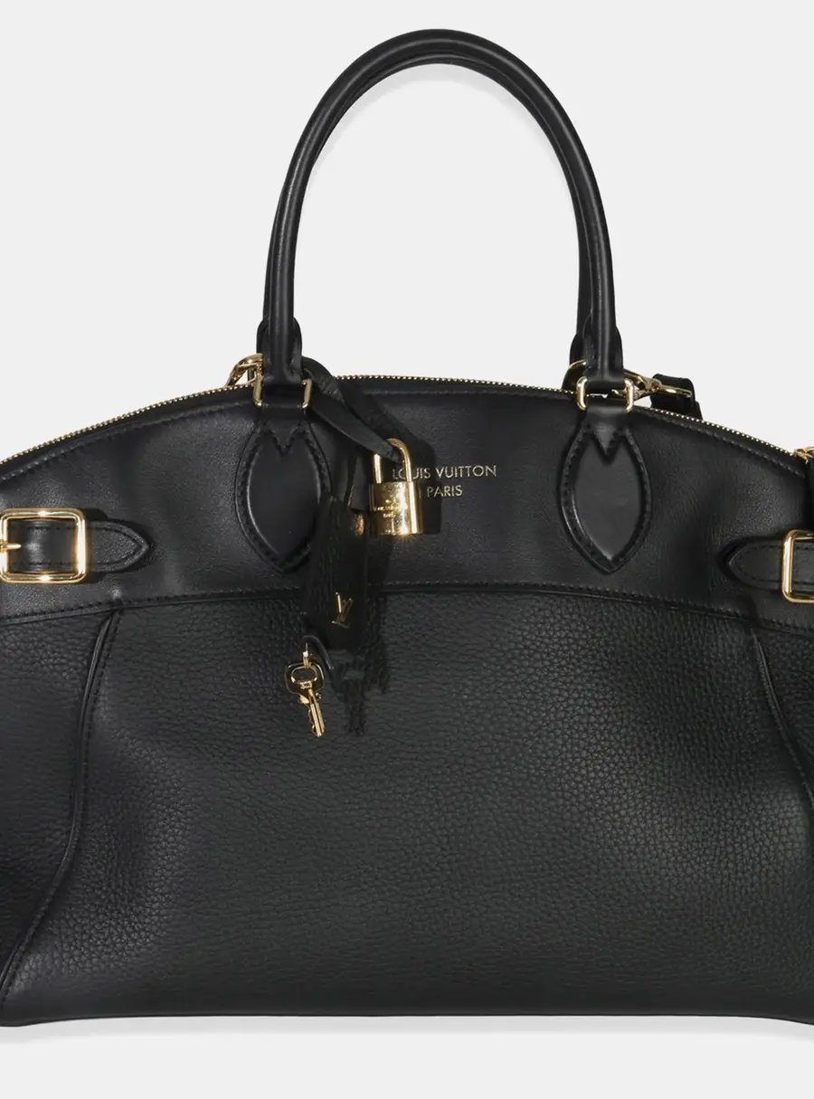 Louis Vuitton Vendome MM Black Grained Calfskin Leather Top Handle Bag