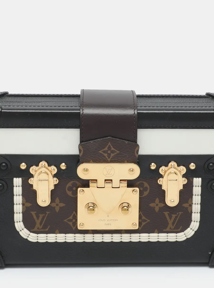 Louis Vuitton Petite Malle Trompe L'oeil Braid Black Leather and Monogram Canvas Clutch