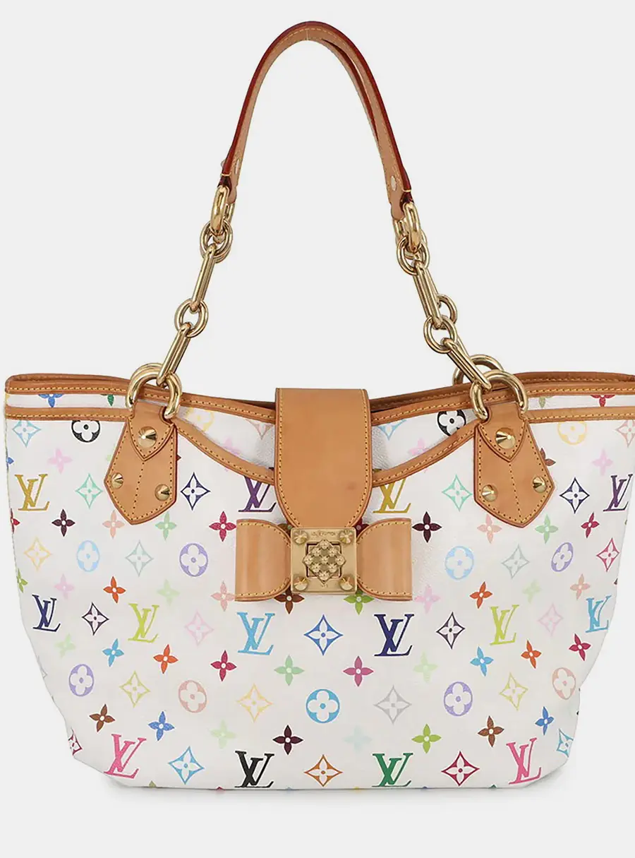Louis Vuitton Annie GM Multicolor White Monogram Canvas Top Handle Bag