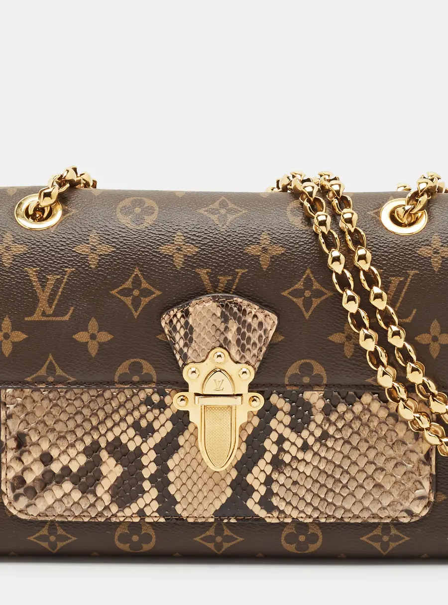 Louis Vuitton Victoire Brown Python and Monogram Canvas Shoulder Bag
