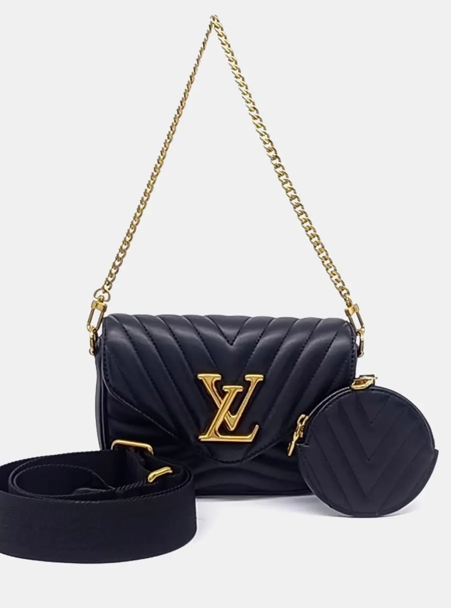 Louis Vuitton New Wave Multi Pochette MM Black Calfskin Leather Crossbody Bag