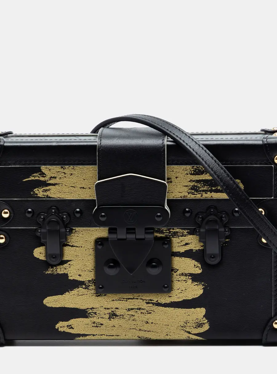 Louis Vuitton Golden Light Petite Malle Black Calfskin Leather Crossbody Bag