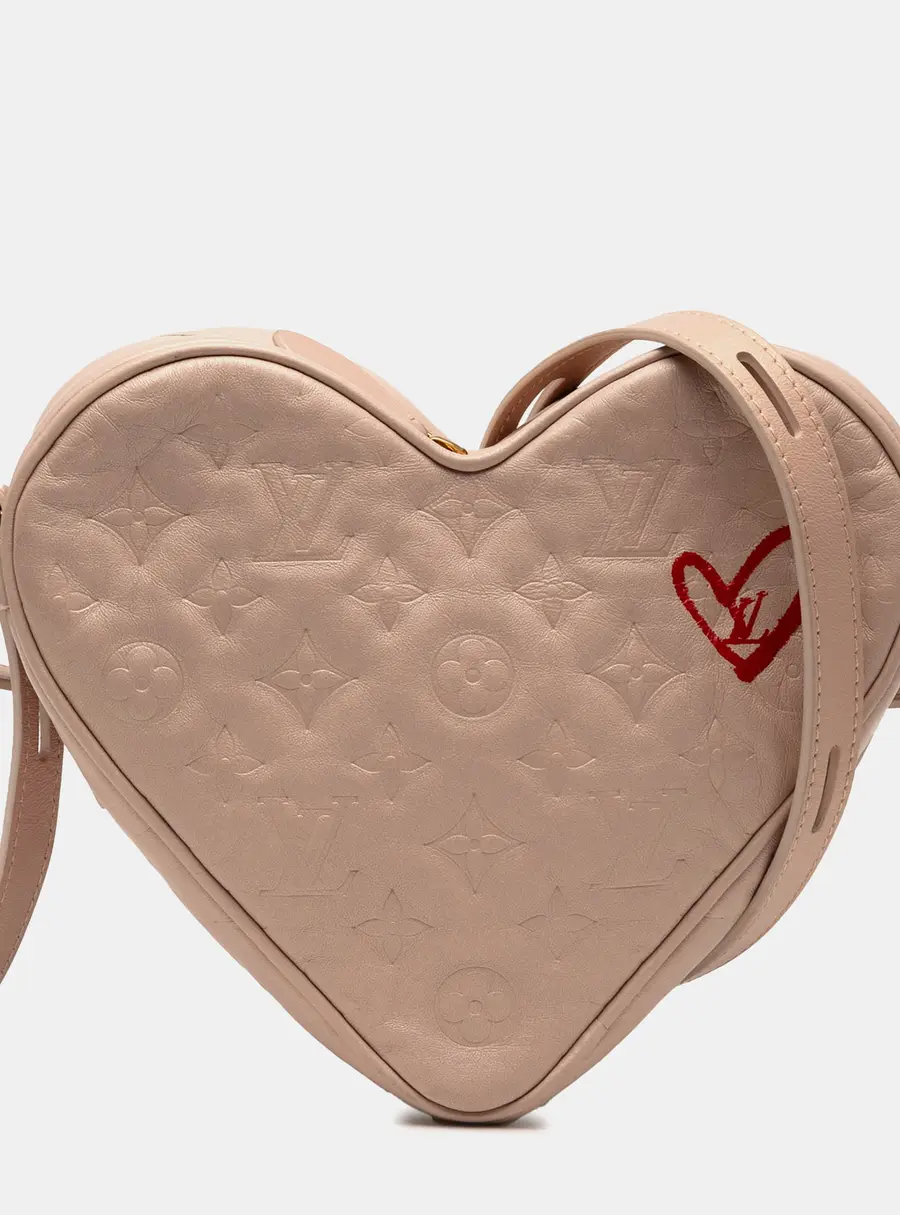 Louis Vuitton Fall In Love Sac Coeur One Size Pink Monogram Embossed Lambskin Leather Crossbody Bag
