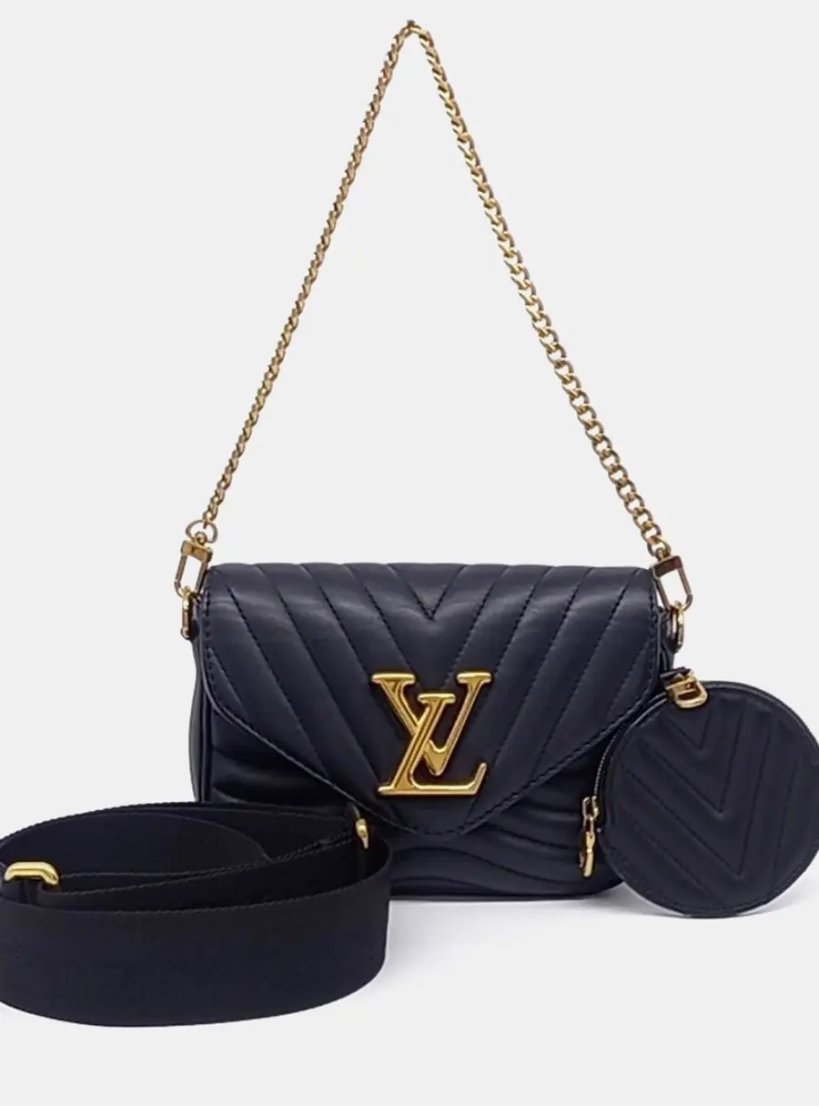 Louis Vuitton New Wave Multi-Pochette Black Quilted Calfskin Leather Shoulder Bag