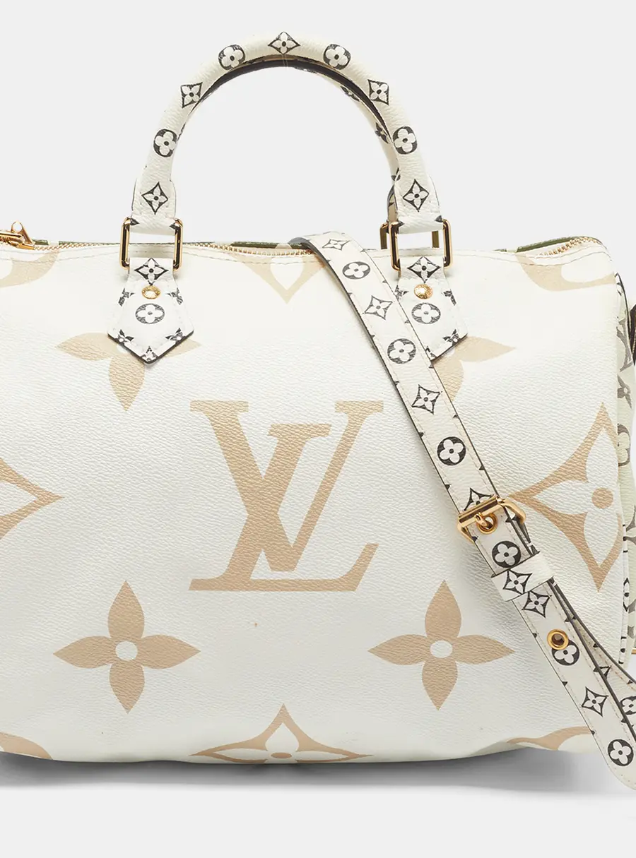 Louis Vuitton Speedy Bandouliere 30 Khaki/White Monogram Giant Canvas Bag