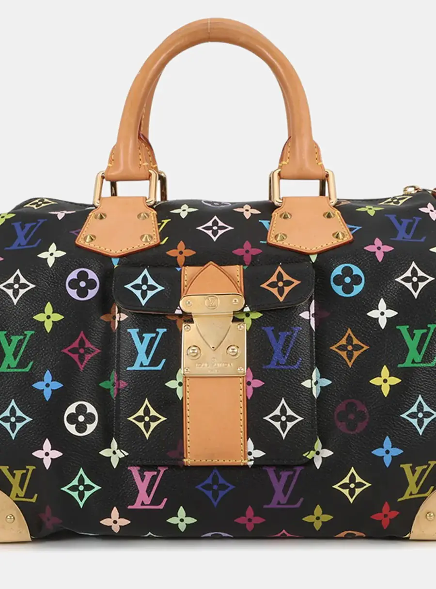 Louis Vuitton Speedy 30 Noir Monogram Canvas Satchel Bag