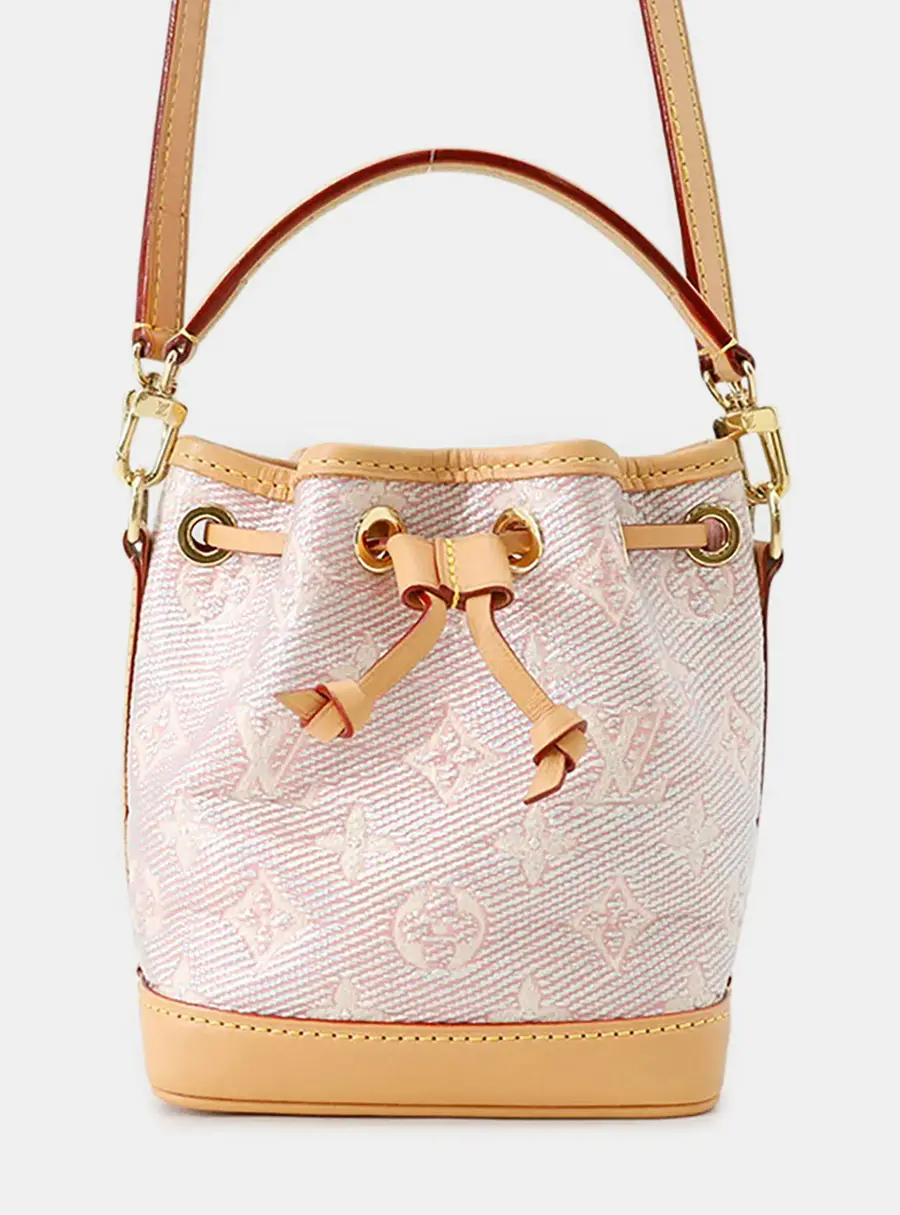 Louis Vuitton Nano Noe Pink Monogram Laminated Jacquard Top Handle Bag