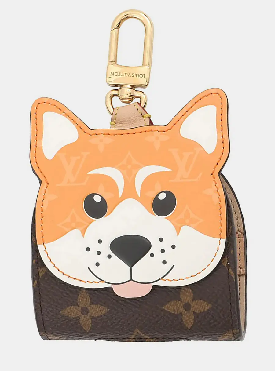 Louis Vuitton Shiba Dog Pouch Brown Multicolor Monogram Canvas Leather Key Holder Bag