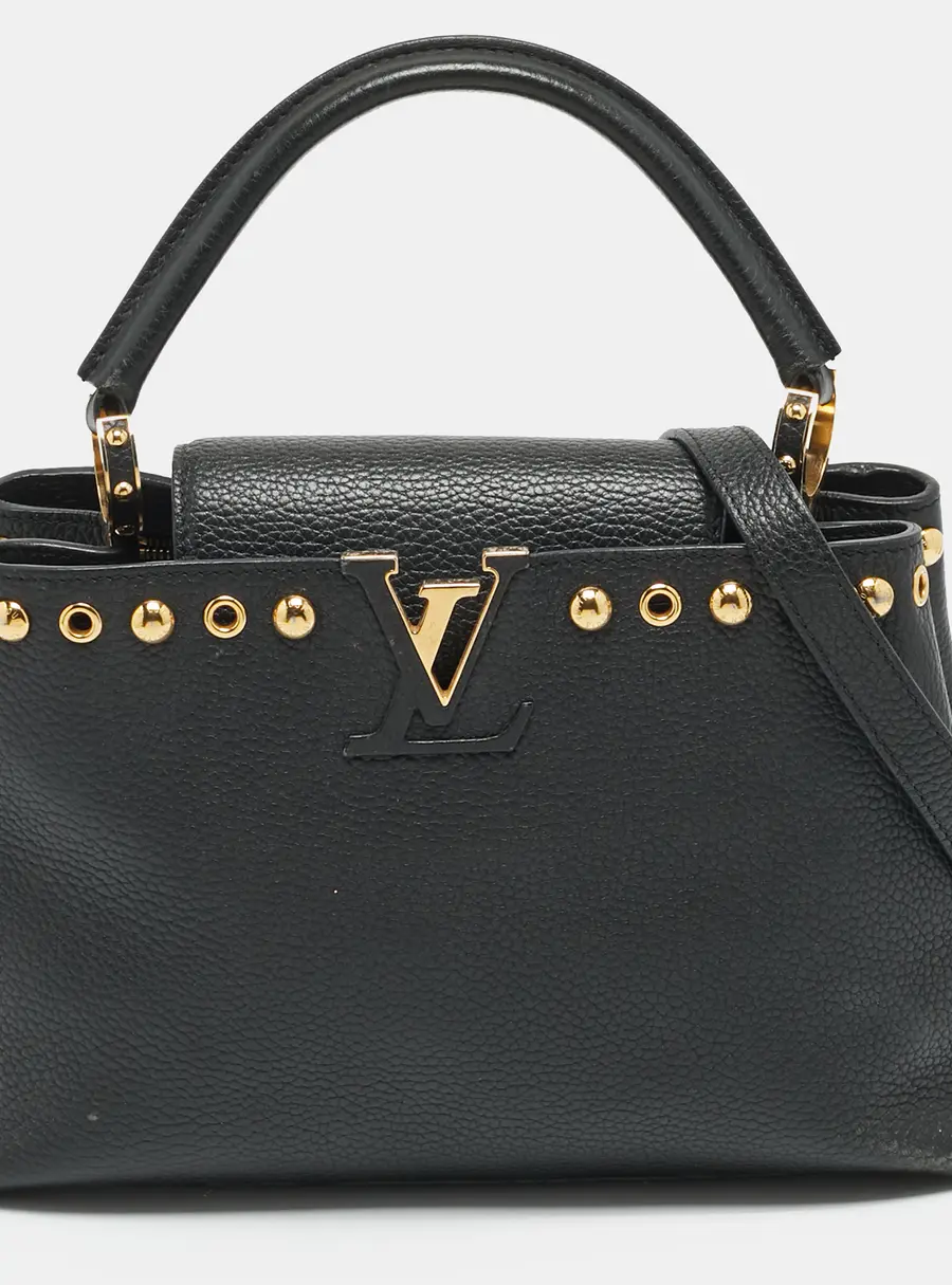 Louis Vuitton Capucines Studded MM Black Taurillon Leather Bag
