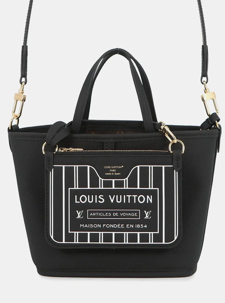 Louis Vuitton Neverfull Inside Out BB Noir Monogram Canvas Grained Leather Tote Bag