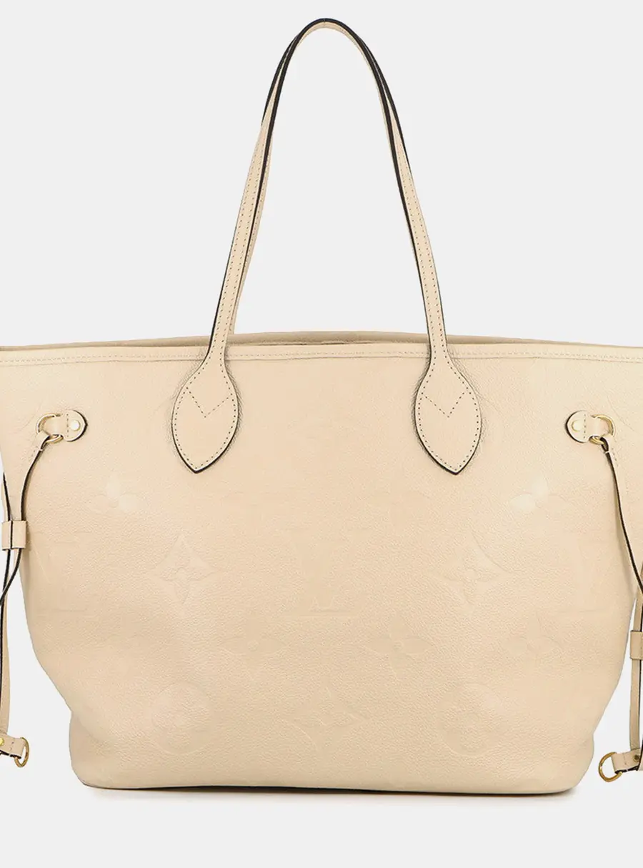 Louis Vuitton Neverfull MM Creme Monogram Empreinte Leather Tote Bag