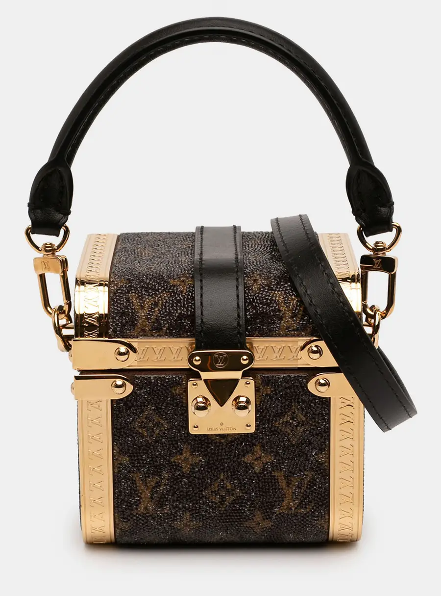 Louis Vuitton Sea Treasure Monogram Satin Crystals Leather Top Handle Bag