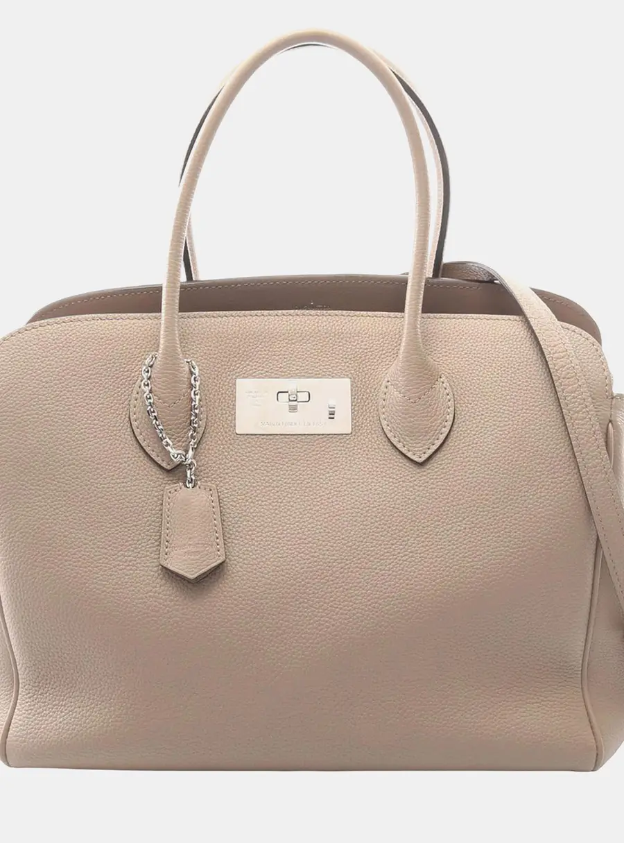 Louis Vuitton Mira MM Beige Tourterelle Taurillon Leather Top Handle Bag
