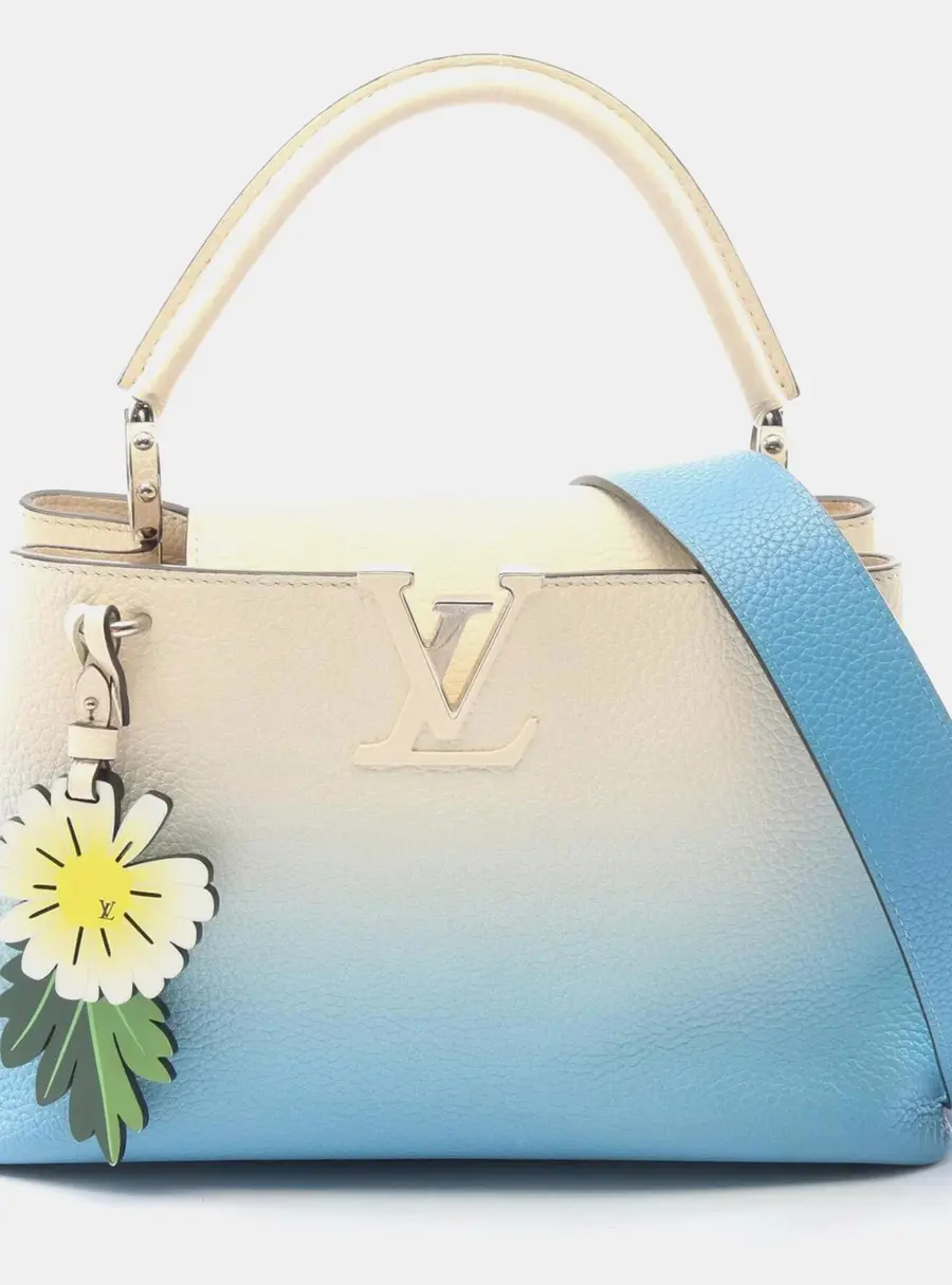 Louis Vuitton Capucines MM Ivory Blue Gradient Taurillon Leather Top Handle Bag