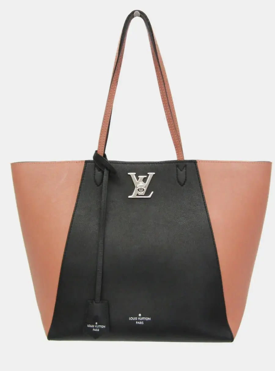 Louis Vuitton Lockme Cabas Black Pink Calfskin Leather Tote Bag