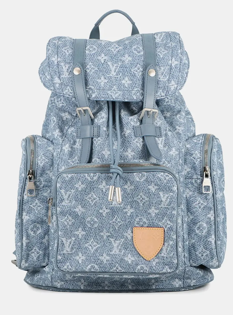 Louis Vuitton Christopher Cargo Blue Monogram Nylon Denim Backpack Bag