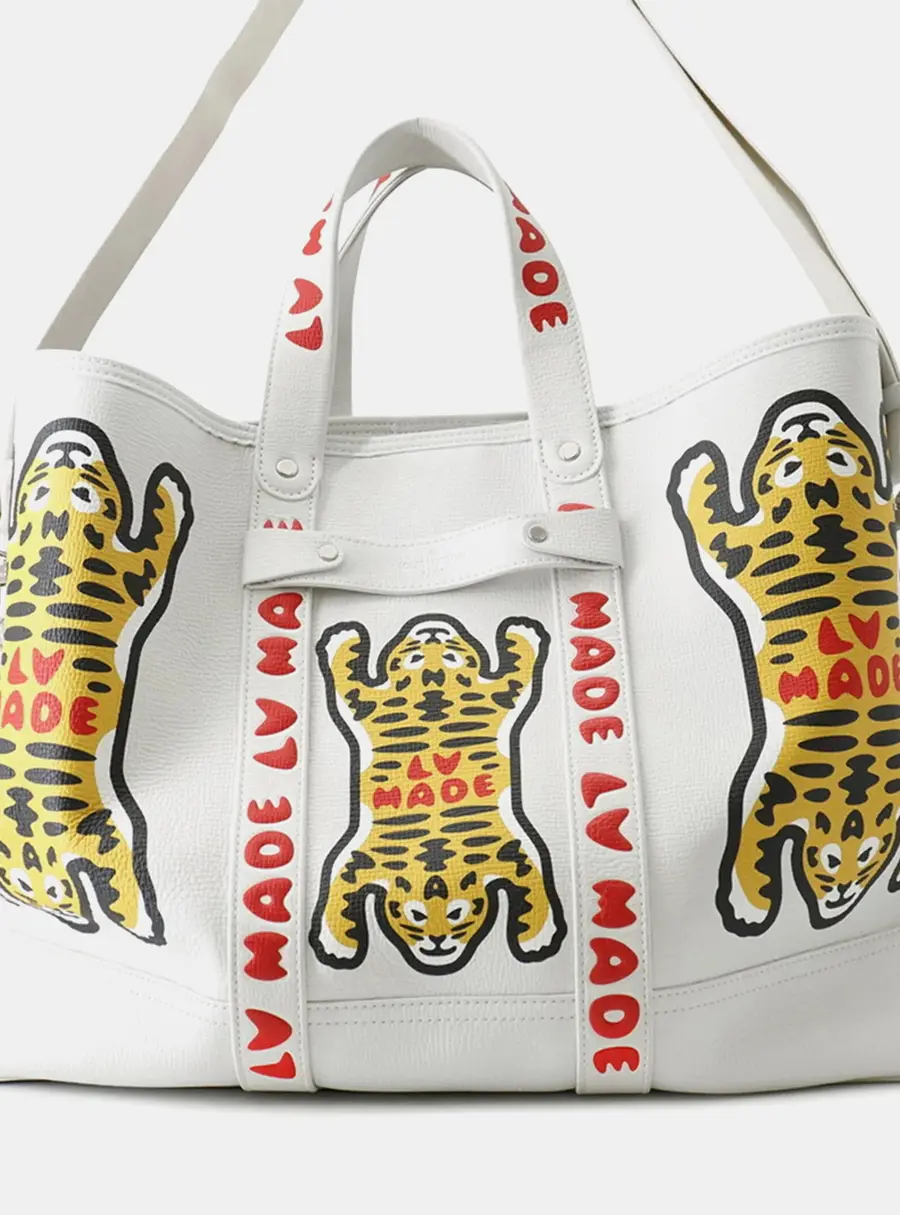 Louis Vuitton White Leather LV Made Nigo Collaboration Trolley Tote Bag