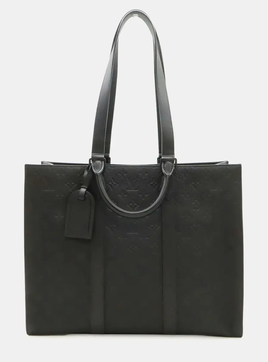 Louis Vuitton Sac Plat 24H Black Taurillon Monogram Leather Tote Bag