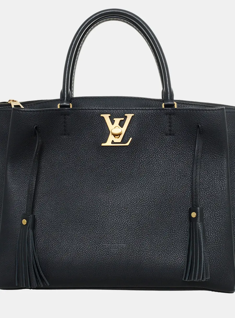 Louis Vuitton Lockmeto Black Calfskin Leather Top Handle Bag